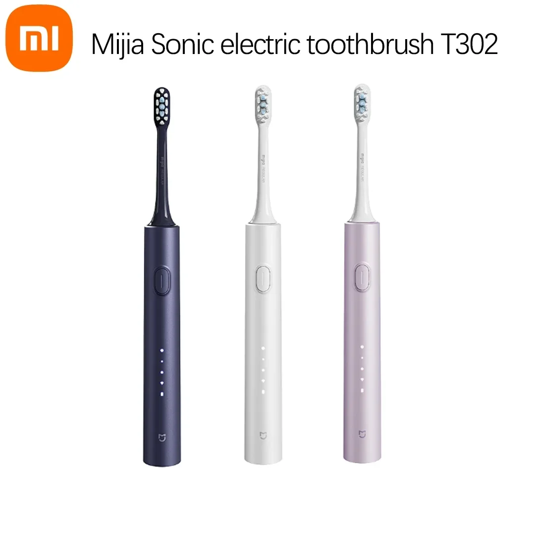 Xiaomi-Mijia T302電動歯ブラシ,ワイヤレス充電付き防水IPX8電動歯ブラシ,4つのブラシヘッド,音波電子歯ブラシ