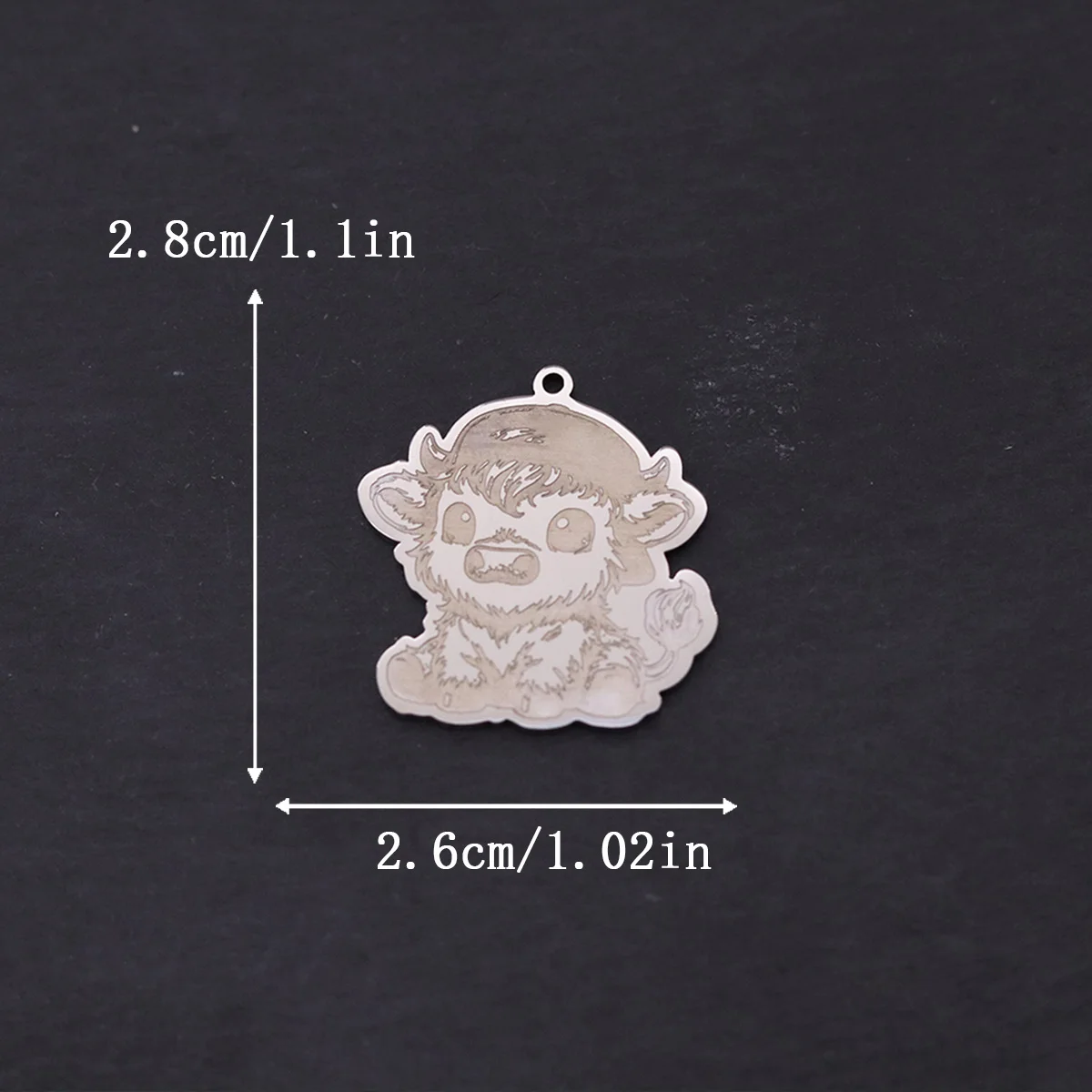 2pcs Stainless Steel Highland Cow Charms Cute Sitting Calf Animal Pendant for DIY Jewelry Making Earrings Necklace Accessories
