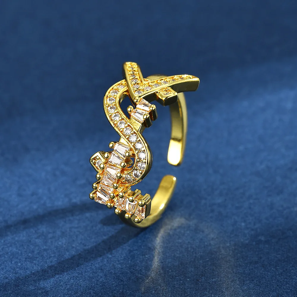 

Letter opening ring, fashionable index finger ring, elegant and high-end, light luxury jewelry for women MJZ-95