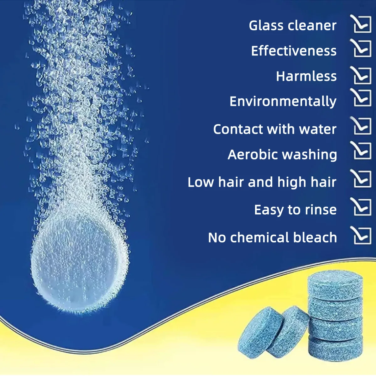 Automotive Glass Water-based Solid Wipe Essence Super Concentrated Car Wash Wipe Essence Effervescent Tablet