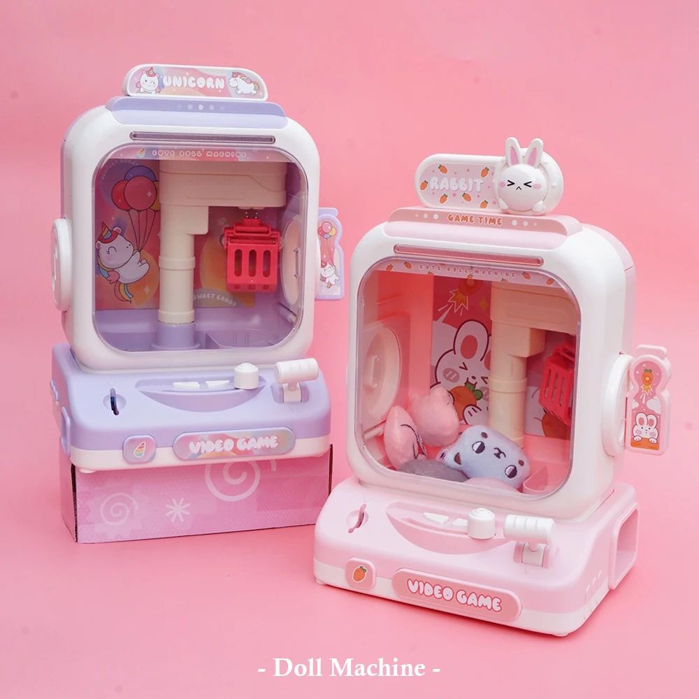 20 Style DIY Automatic Doll Machine Kids Coin Operated Play Game Mini Claw Catch Toy Crane Machines Music Doll Day Toy Gifts