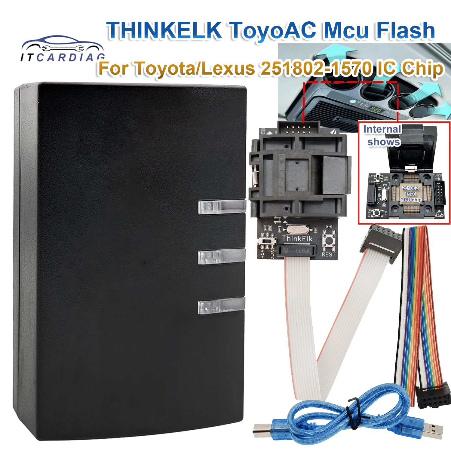 ThinkElk ToyoAC Mcu Flash 251802-1570 ECU Programmer For Toyota Lexus AC HVAC Servo Amplifier Driver Amplifier AMP Module