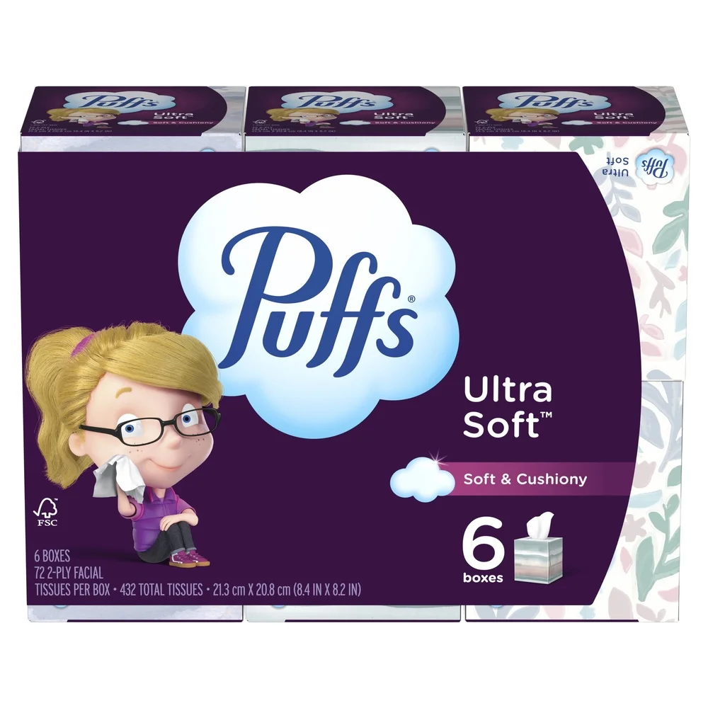 Ultra Soft Mega กระดาษทิชชู่ 6 กล่อง Cube 432 แผ่น Non Lotion 2 ชั้น อ่อนโยนต่อผิว Ideal Sneezes Cold