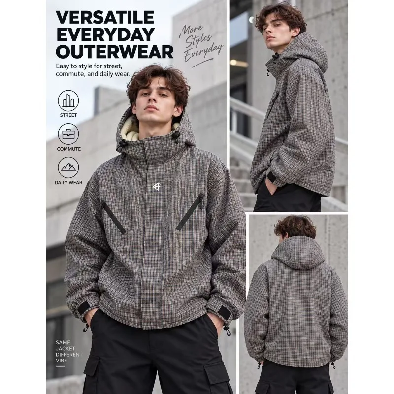 Men's Winter Fleece Hoodie Jacket Warm Thick Fleece-Lined Hooded Coat  Unisex Casual Streetwear Plus Size Outerwear for Men