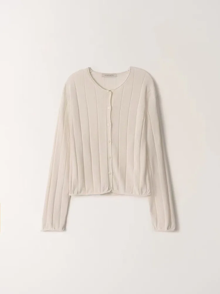 Ele Simple redondo Ne botón cárdigan otoño desgaste Casual Sle largo Sve Top de punto para mujer sensación de lujo Faionable