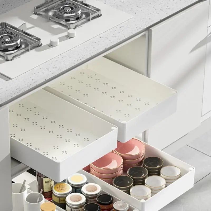 

Stable Cabinet Drawer Organizers Space Saving Kitchen Cabinet Slide Out Drawer Effective Bowls and Plates Stand N2UD