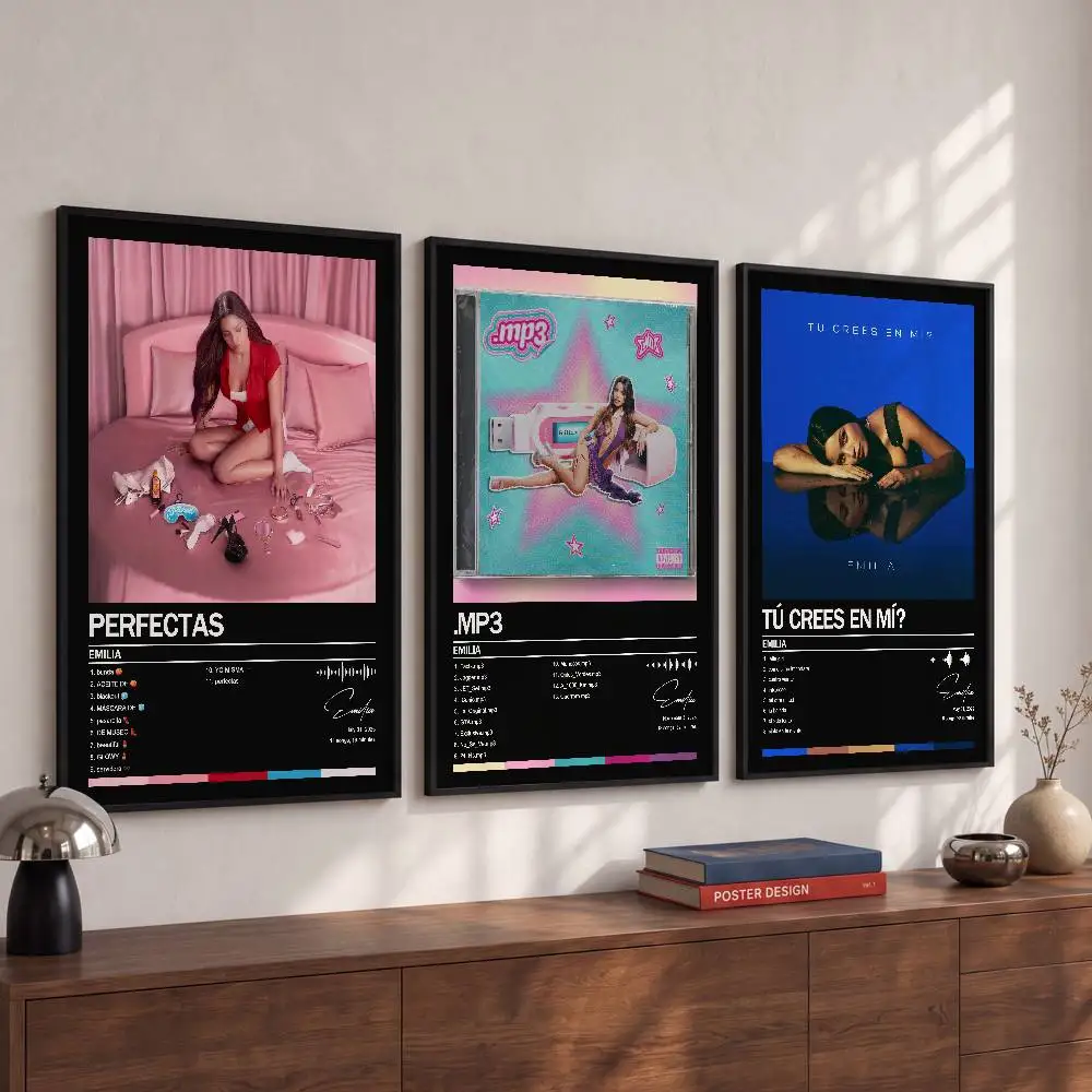 E-Emilia Poster Album Art Cover Songs Rap Pop Singer Band Wall Waterproof Paper Sticker For Living Room Home Decor
