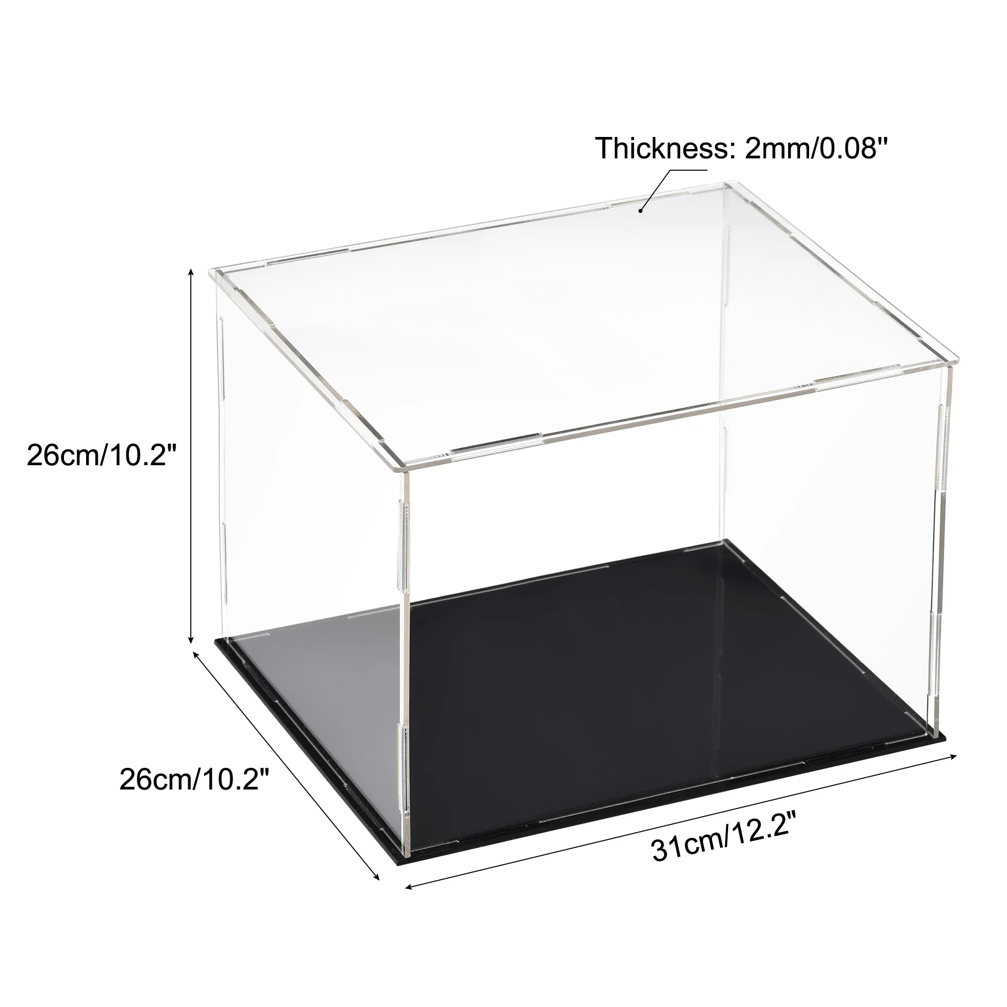5 Size Acrylic Black Base Dustproof Clear Display Show Case Showcase Cube Collectibles Show Box for Model Toy Action Figures