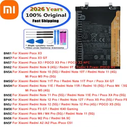 Original Battery For Xiaomi Mi Poco X3 X4 X5 M4 M5 M2 M3 Pro F3 GT NFC Redmi Note 12 11 11T 11E 9 10 Pro Redmi 9T 9A 9C K40 A2