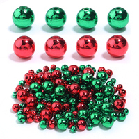 50-200pcs Acrylic Christmas Beads 6 8 10 12mm Red Green Color Round Loose Spacer Beads For DIY Jewelry Making Bracelets Necklace