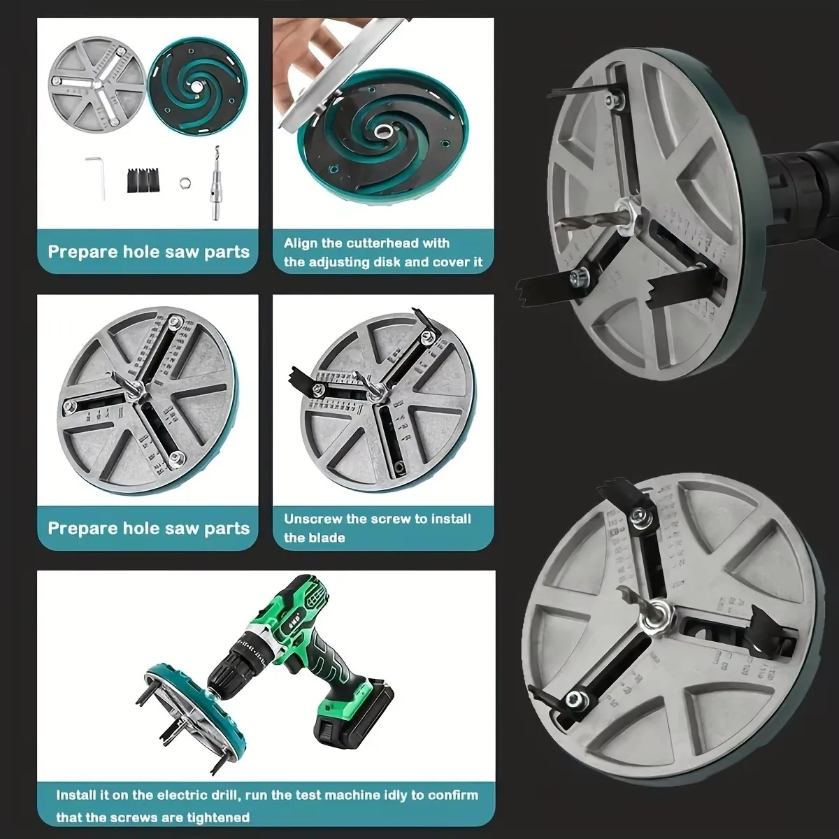45mm-130mm Multifunktionaler Universal-Lochöffner mit Einstellbarem Durchmesser für Holzbearbeitung, Verstellbarer Lochsäge-Öffner – Detail 5