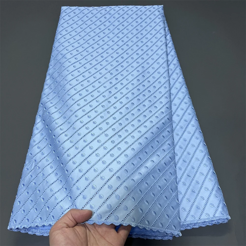 

African Nigerian Tulle Lace Fabric 2026 for Dress Sewing High Quality Damask Cotton Pure Embroidery Wedding Party 5Yard hz1411