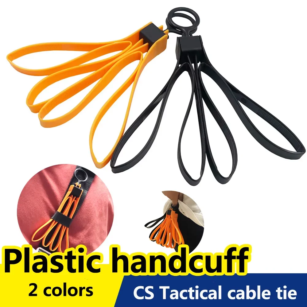 1 Stks/partij Nylon Kabelbinder Cs Outdoor Plastic Politie Handboeien Dubbele Flex Manchet Wegwerp Handboeien Ritssluiting Stropdas Oranje Geel Zwart