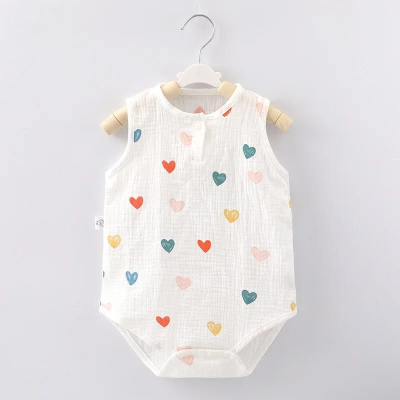 2024 New In Summer Infant Newborn Baby Girls Boys Sleeveless Cloth Cotton Outfits Kids Casual Jumpsuits Toddler Bodysuits