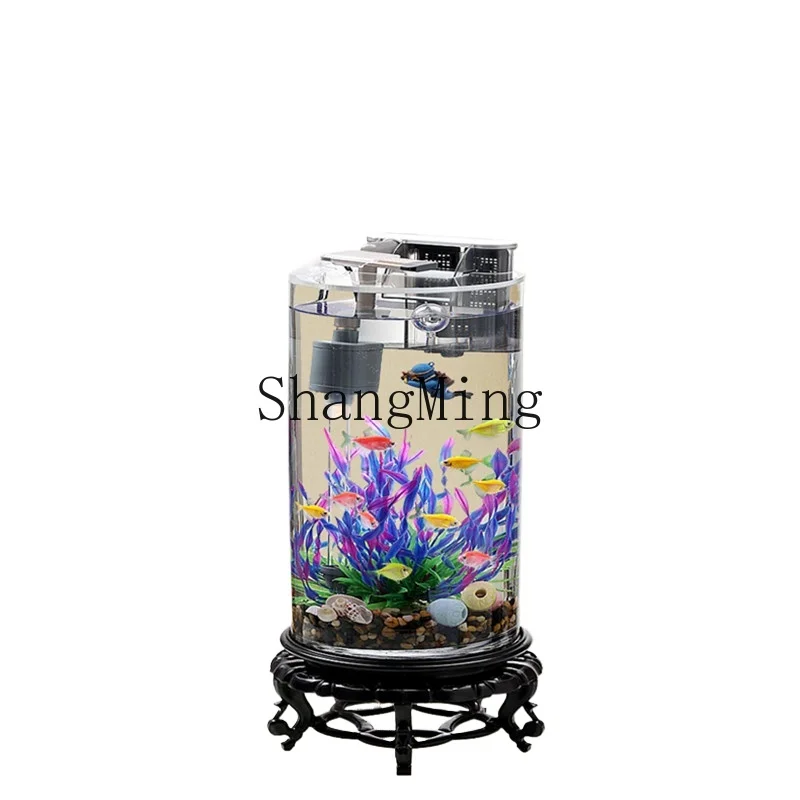 

ZYH new living room TV cabinet desktop ecological fish tank landscaping household with cover free of water change