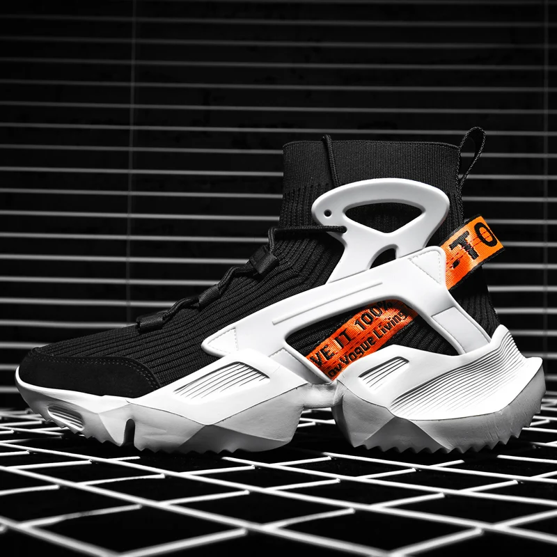 Adam Sneakers nefes kalın taban yumuşak moda erkek yüksekliği artan rahat uçan dokuma ayakkabı sönümleme açık koşu ayakkabıları
