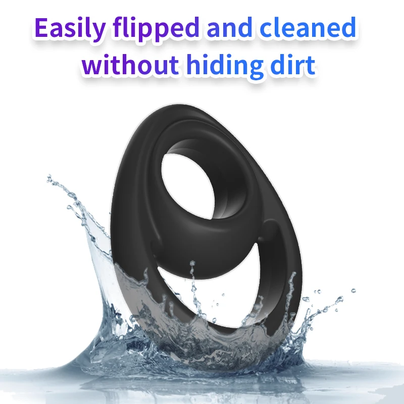 Double Hole Ring Silicone Cock Penis Rings Testis Restraint Erection Lasting Time Delay Ejaculation Ball Stretcher Male Sex Toys - view 5