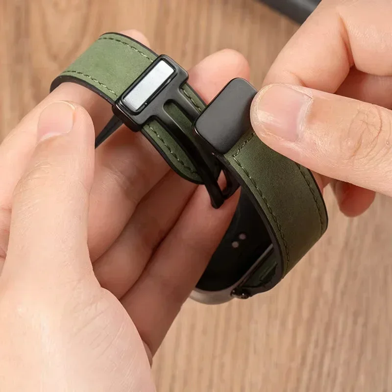 หนัง + สายซิลิโคนสําหรับ Huawei Watch Fit 4 Pro 3 หัวเข็มขัดแม่เหล็กสร้อยข้อมือสําหรับ Huawei Watch Fit 4 อุปกรณ์เสริม Correa