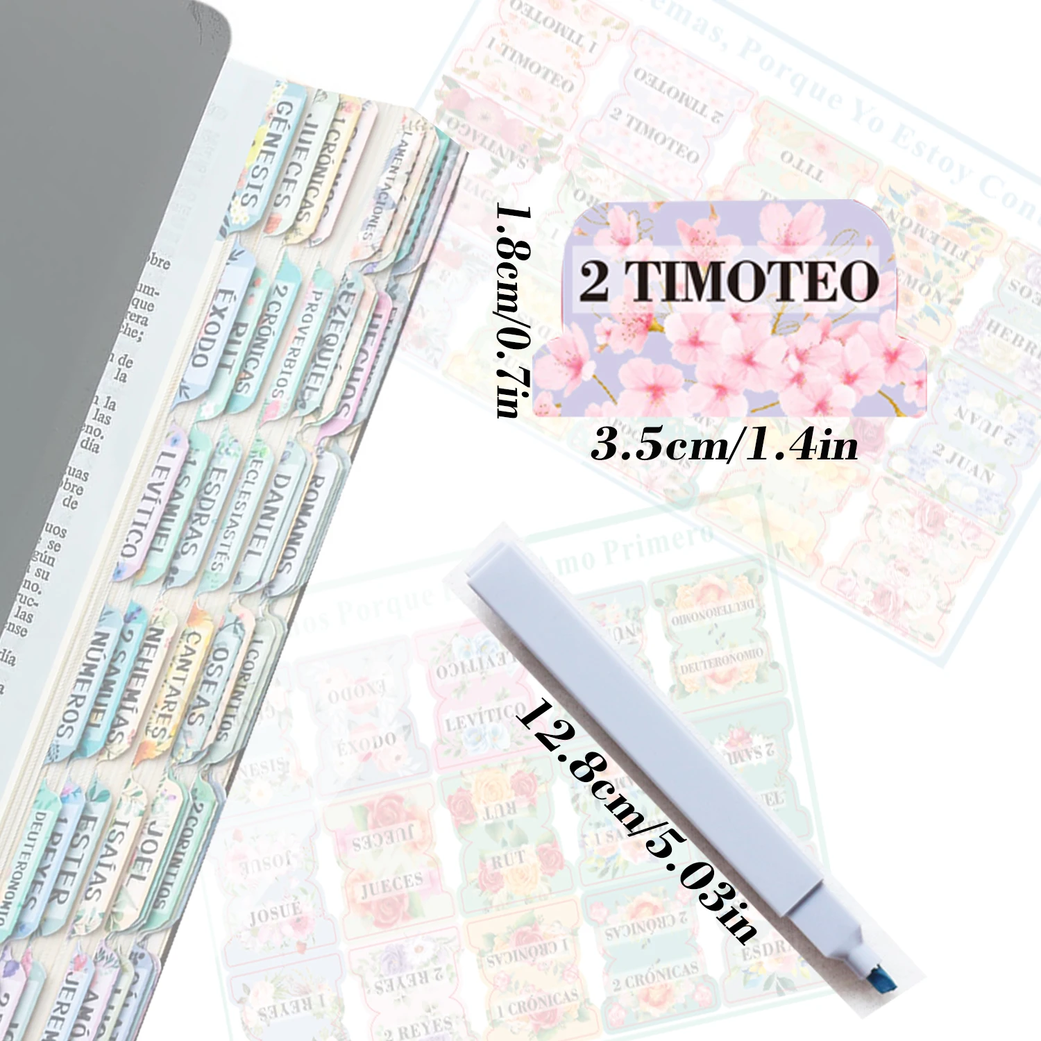 Spanish Bible Tabs, Morandi Spanish Bible Tabs+ 6Pcs Bible Highlighter Pen,Spanish Bible Tabs for Women and Men