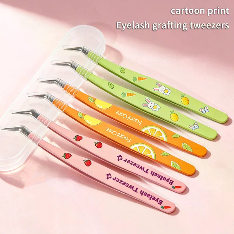 False Eyelash Tweezers Lash Extension Stainless Steel Scrapbook Sticker Tape Picking Straight Head Elbow Tweezers DIY Crafts