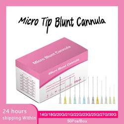 Cánula roma de punta Micro estéril con tecnología coreana, 22g, 23G, 25G, 27G, 18G, 30G, 50mm, 70mm, cánula de punta roma desechable de alta resistencia