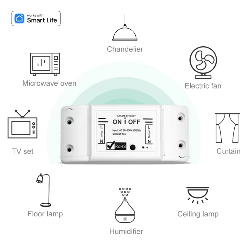 Wifi Smart Switch Wireless Remote Switch Breaker Domotic LED Light Controller Module Smart Life Tuya APP Works with Alexa Google image 2