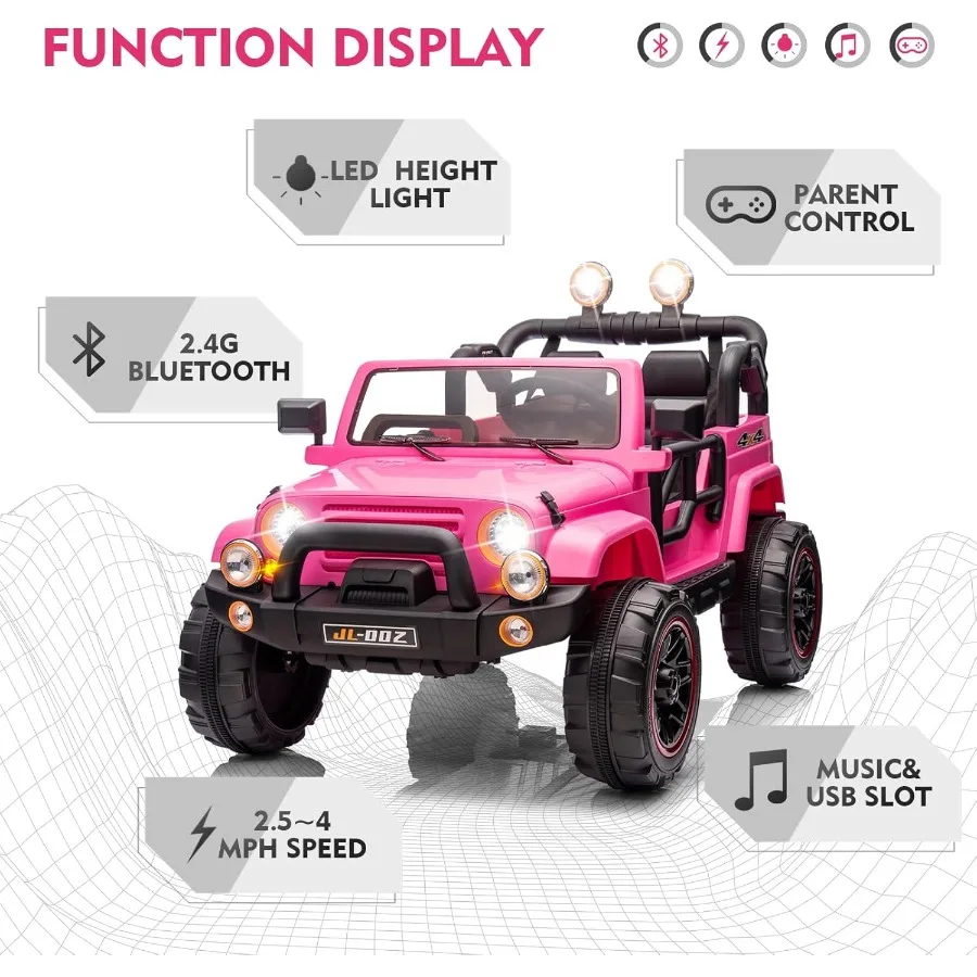 ركوب بمقعدين على شاحنة وغطاء سيارة 12V7AH سيارة كهربائية مع جهاز تحكم عن بعد للأبوية موسيقى بلوتوث LED أضواء زنبركية معلقة #5