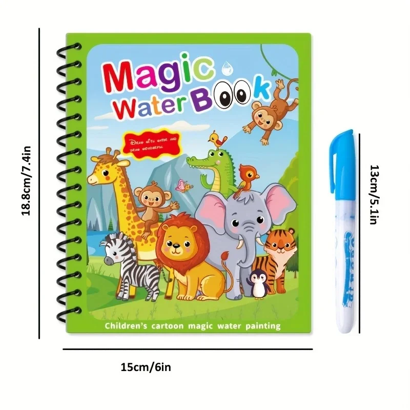 1 Book+1 Pen Reusable Coloring Book Water Painting Book Sensory Early Education Puzzle Drawing