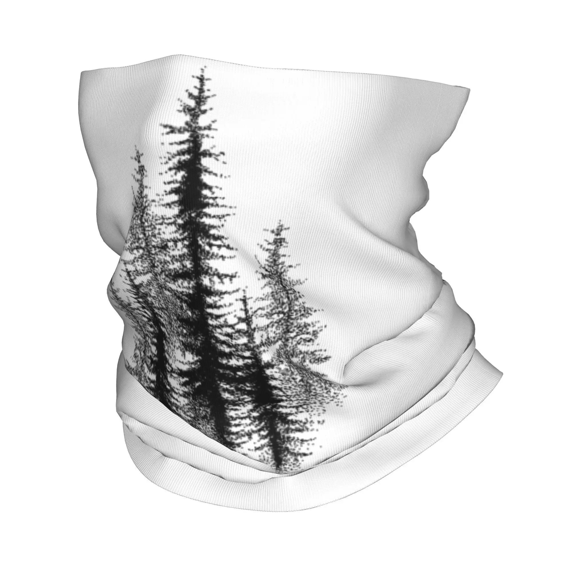 Dotwork black scandinavian forest Bandana Neck Cover Printed Wrap Scarf Warm Headwear Riding Unisex Adult Winter