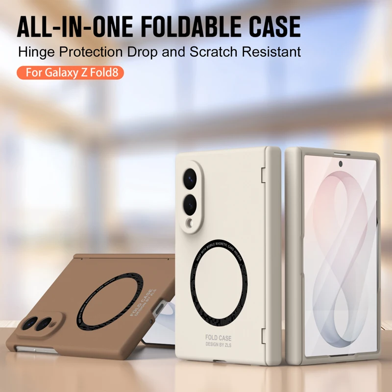 Case for Samsung Galaxy Z Fold8 Ultra Z Fold7 6 5 W26 5G Magnetic Suction Pen Slot Hinge Skin Sensation Hard Mobile Phone Cover