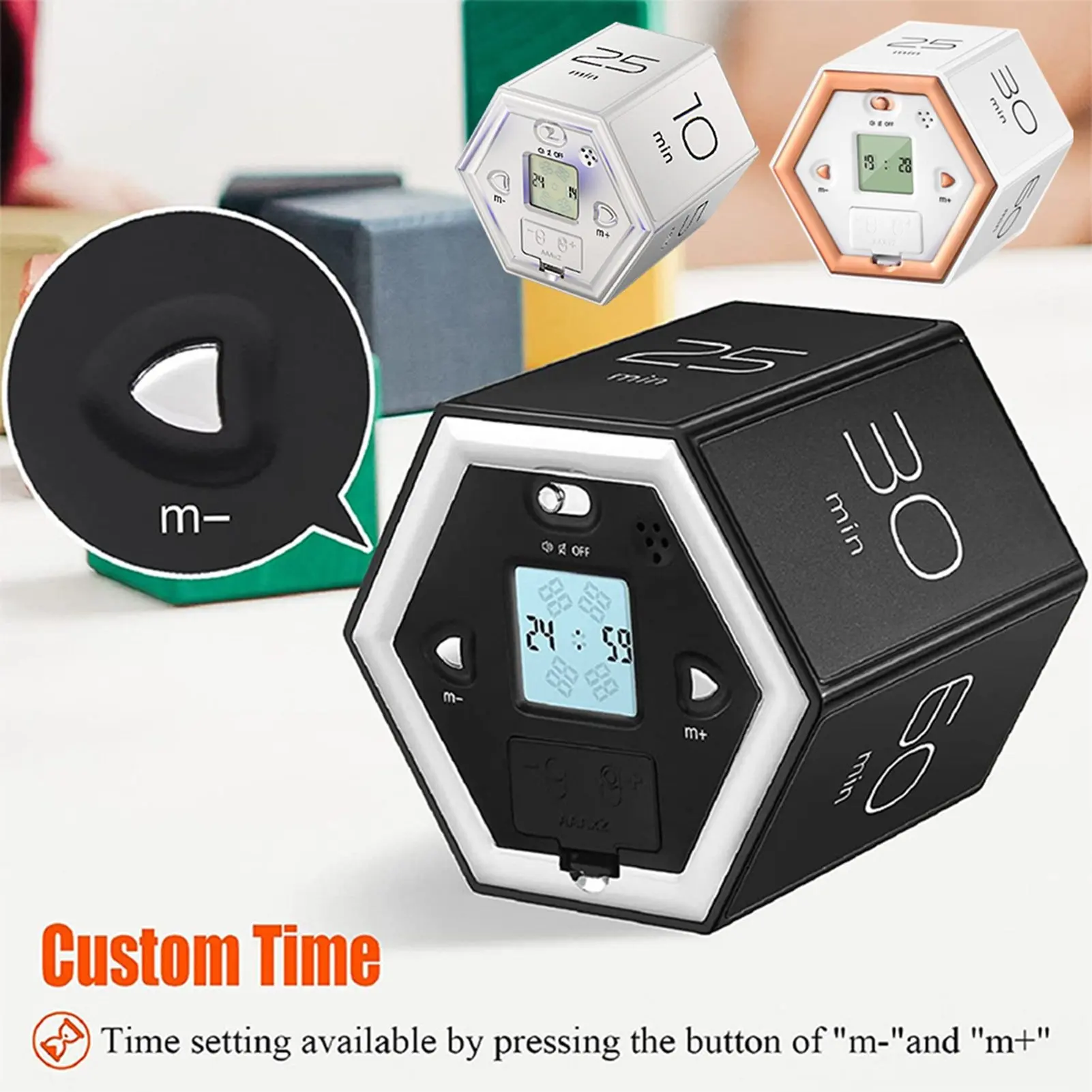 Hexagon Digital Clock Timer Magnetic Cubes Timer Kitchen Hexagon Flip Timer for Studying Cooking Exercising Easy To Use Magnetic