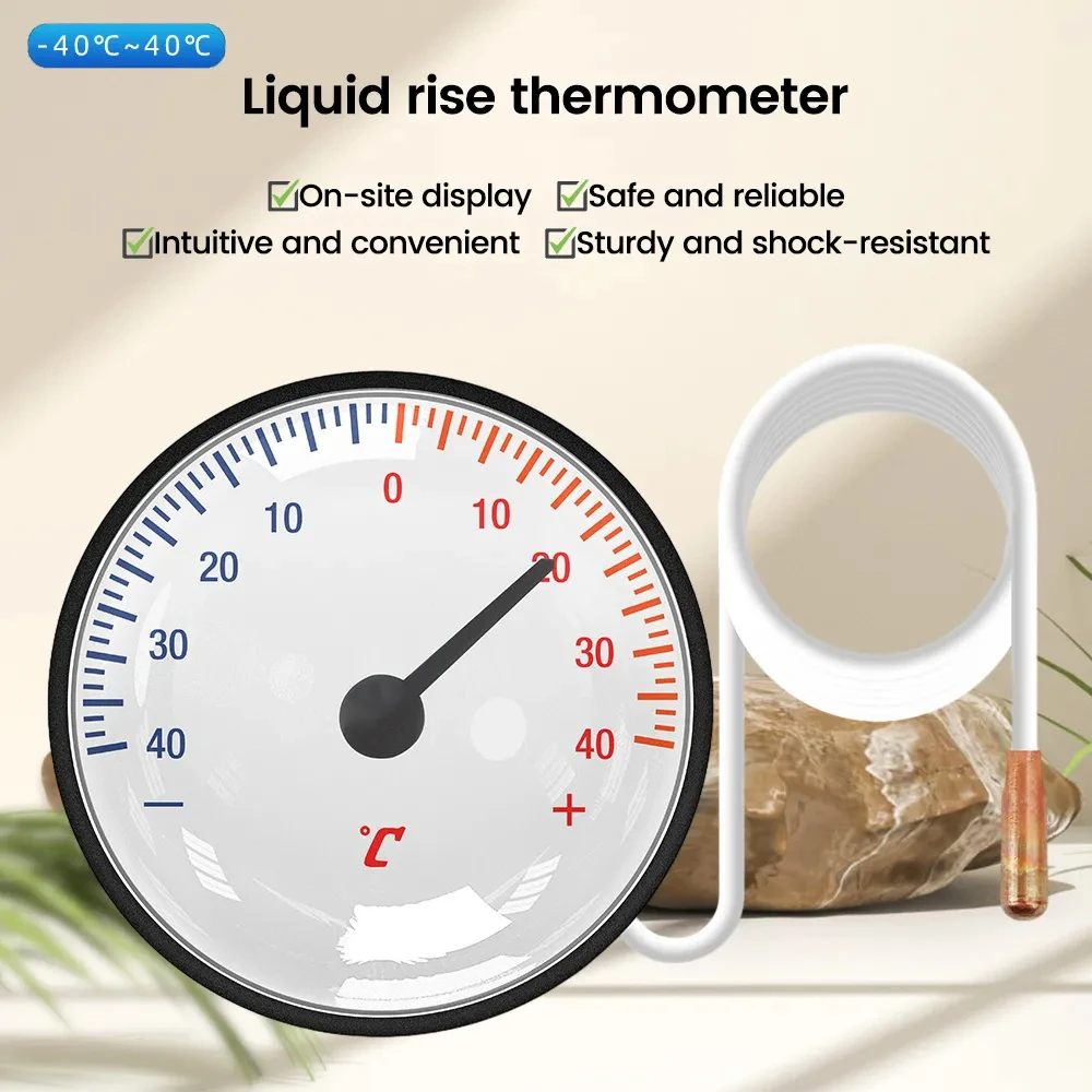 Dial Thermometer Thermometer With 1.4m Capillary Tube -40~+40℃/10-120℃ No Batteries Required Large Dial Display