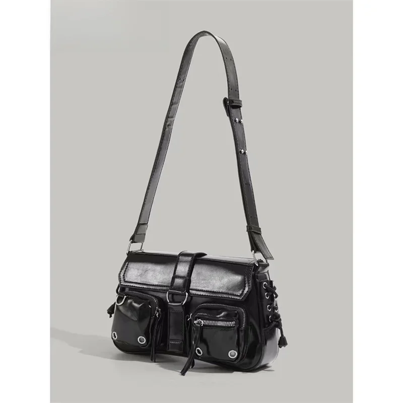 

Modern Neutral Sle Motorcycle Bag Women's Crossbody oulder Bag Commute Handbag Large Size PU Leather Youth Daily Use