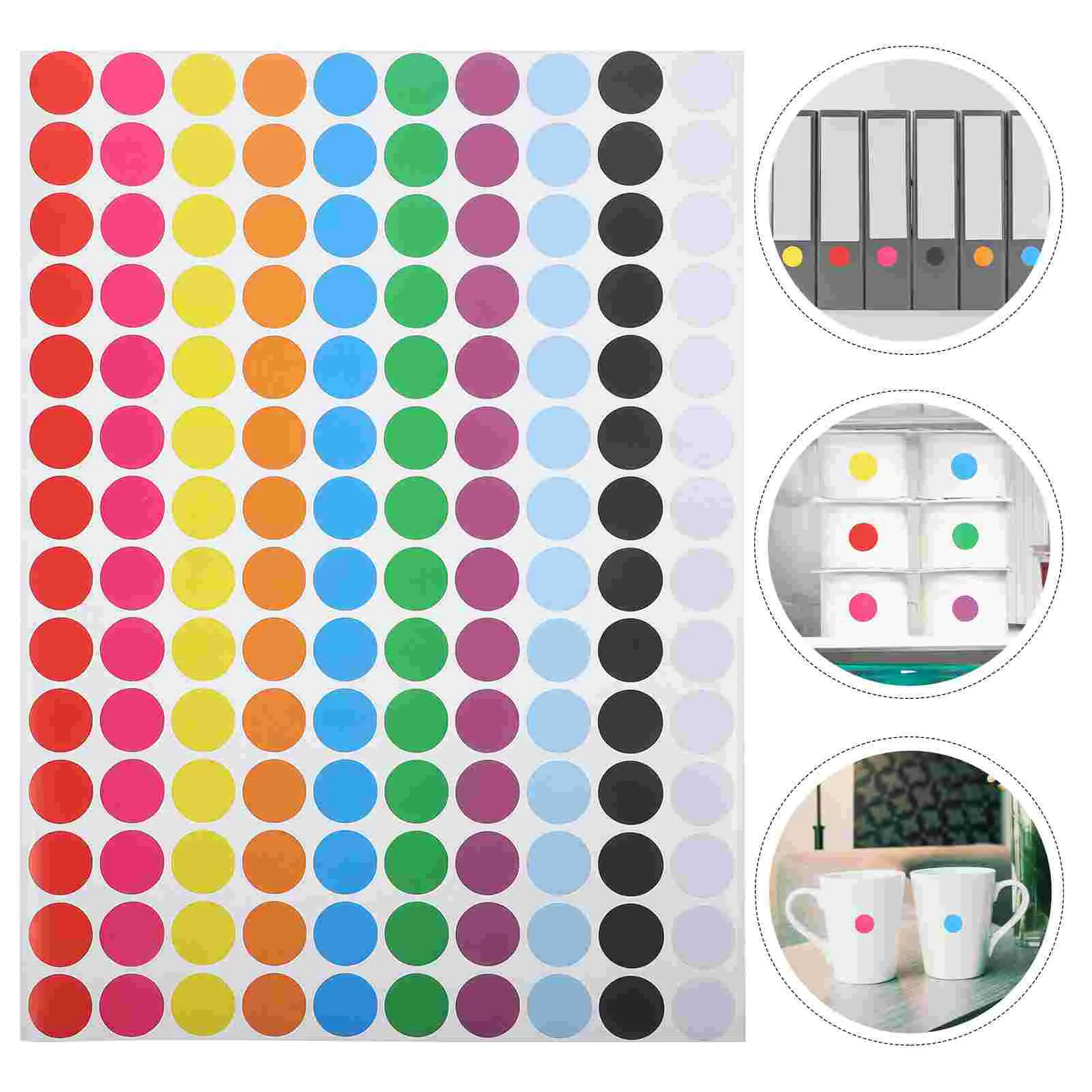5 Sheets of Colored Circle Stickers Dot Labels Round Stickers Dot Stickers Round Color Coding Paper Labels