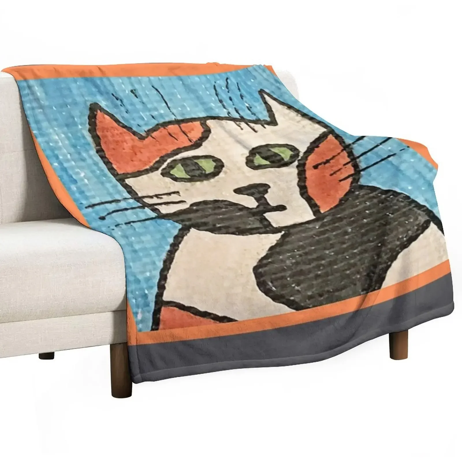 

Whimsical Cat Portrait #13 Throw Blanket Large wednesday Luxury Blankets