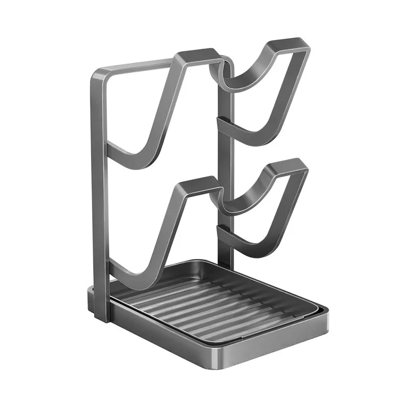 Detachable Drip Tray Pot Lid Holder, Stainless Steel Kitchen Organizer for Lids and Cutting Boards
