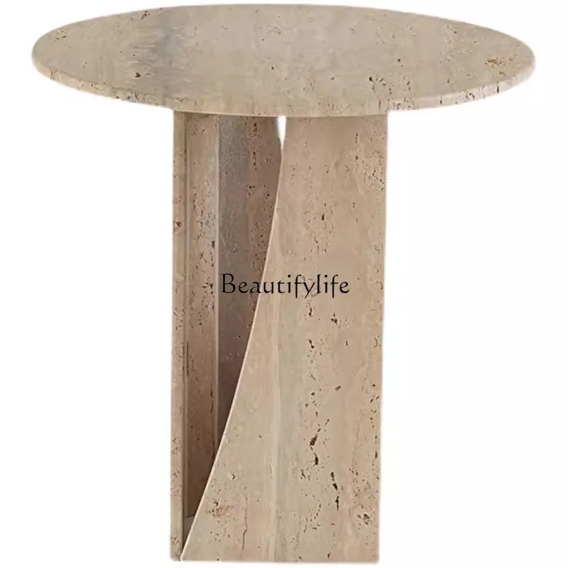 

Nordic House Silent Style Natural Cave Stone Circle and Creative Table Simple and Light Luxury Dining Table Side Table