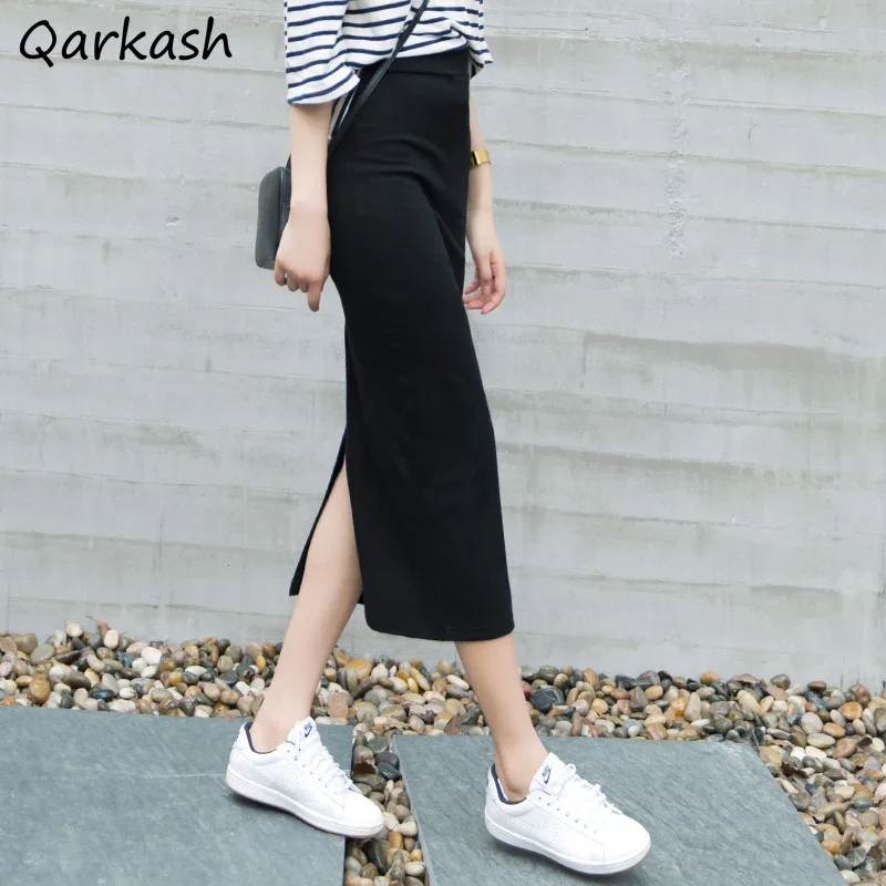 

Skirts Women S-3XL Pure Fit Summer Casual Female Empire Back-slit Design Stylish Street Style Elegant Vintage Cozy A-line Simple