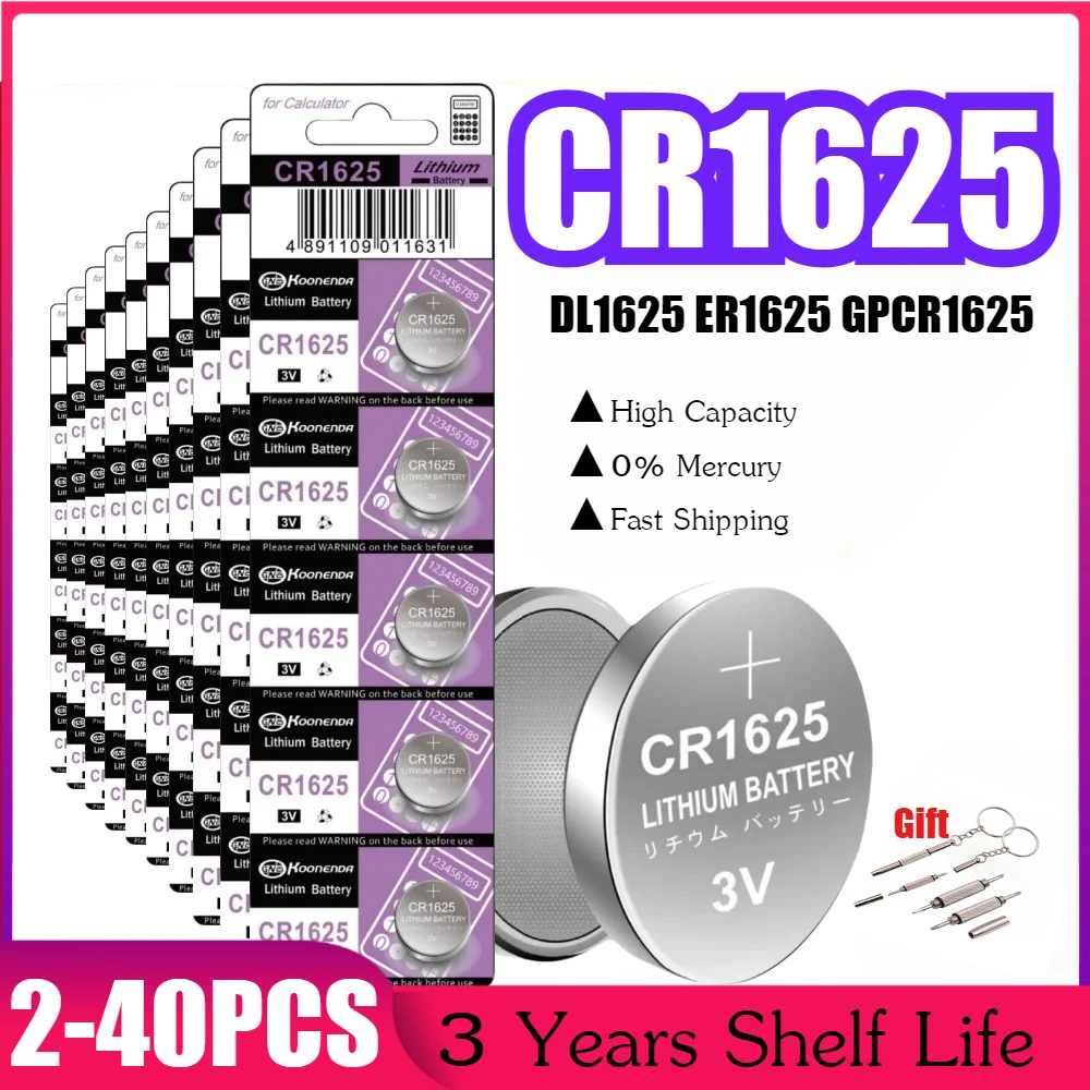 2-40pcs CR1625 3V Lithium Battery Coin Cell Batteries Long-Lasting & High Capacity  for Watch,Key Fob,Car Remote,Glucose Monitor