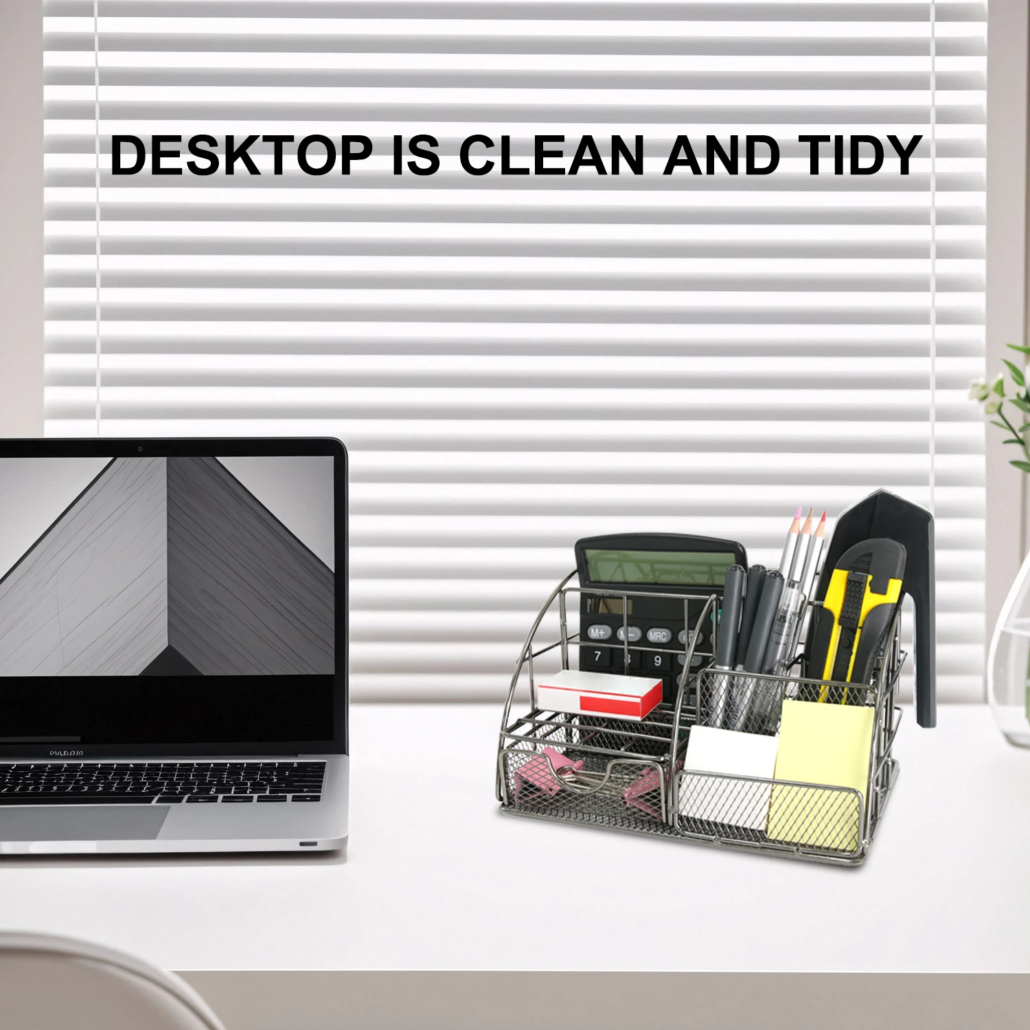 منظم سطح المكتب المعدني باللون الرمادي الشمالي، شريط ملفات متعدد الوظائف، رف تخزين اللوازم المكتبية، حامل القرطاسية ومستحضرات التجميل، Co