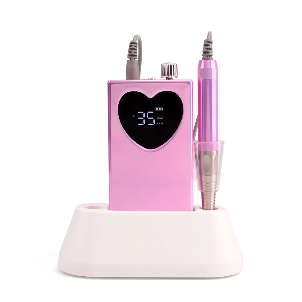 Perceuse à ongles en Gel léger rose métallique, 35000 tr/min, lisse, haute puissance, sans fil, Portable, moteur sans balais