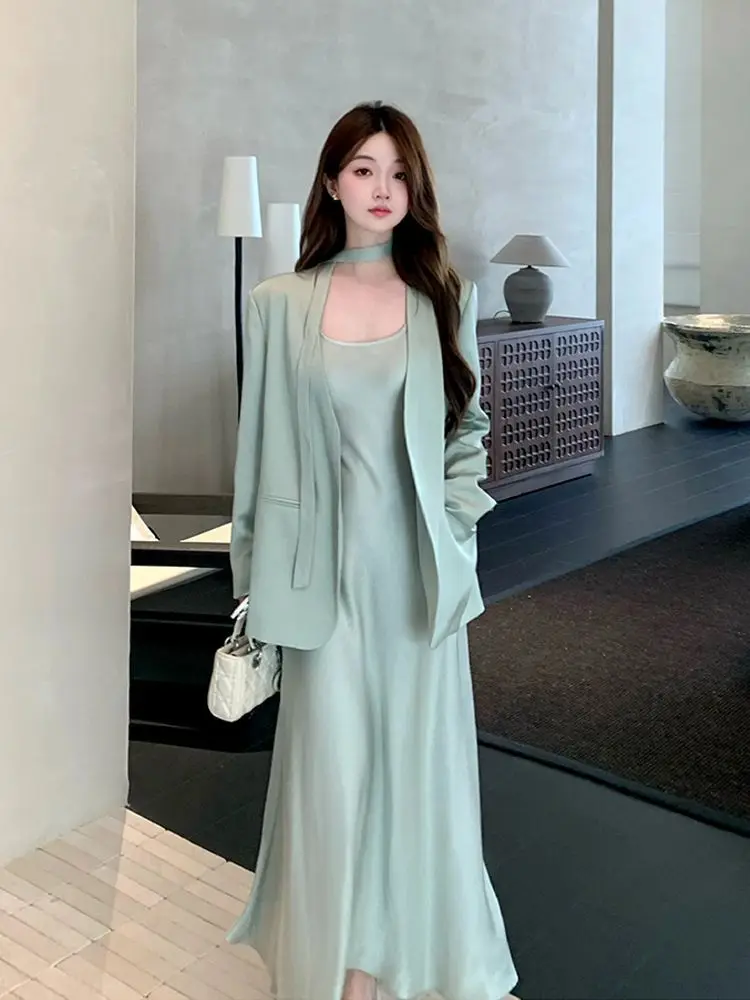 French French Elegant Suit Skirt Women's 2026 Spring New High-End Blazer Suspender Dress Two-Piece Set Lace-Up Blazer Dress For Lady - Aliexpress Deal