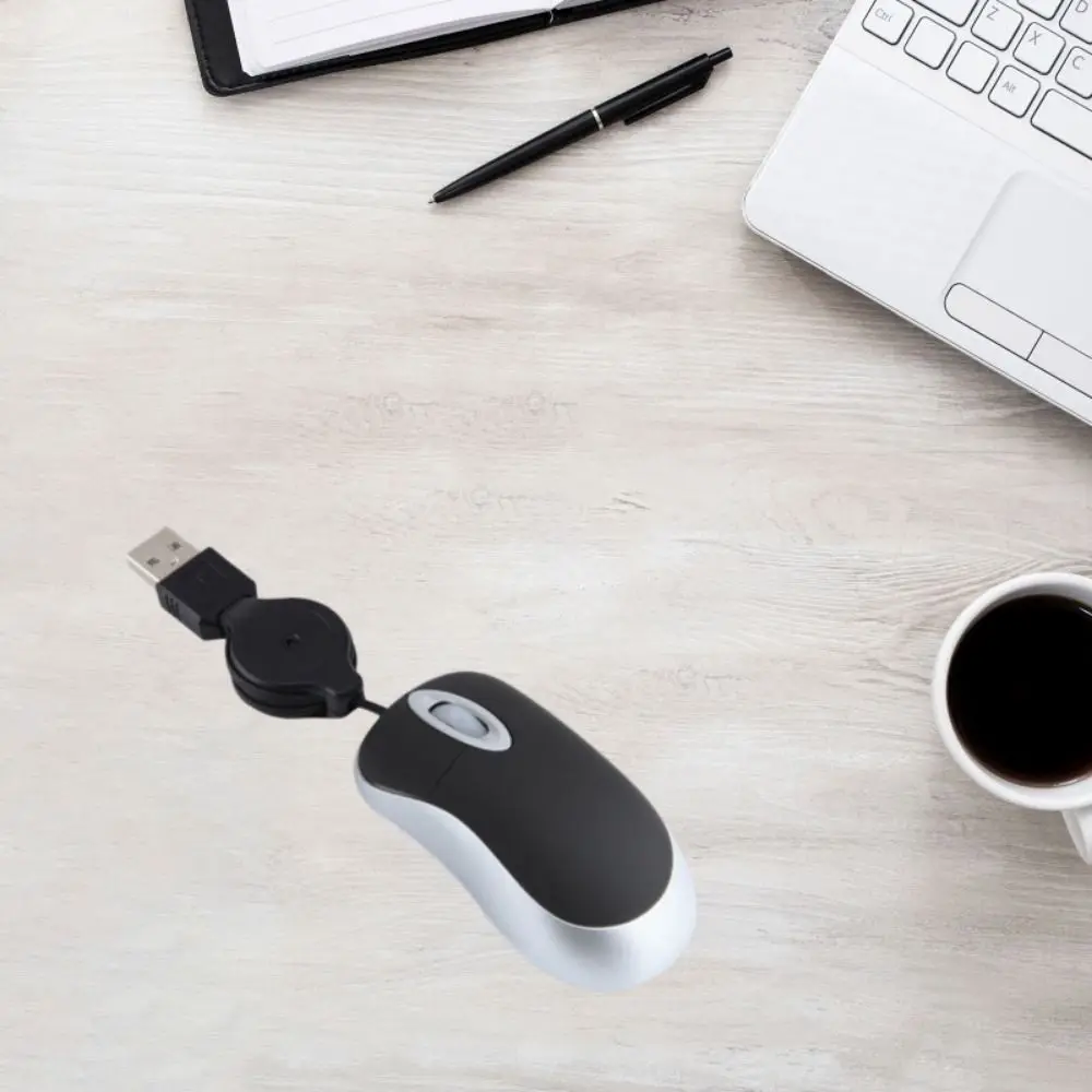 Retractable Cable USB Wired Mouse Portable Plug-and-Play mini Retractable Mouse Lightweight Ergonomic Shape Computer Mice