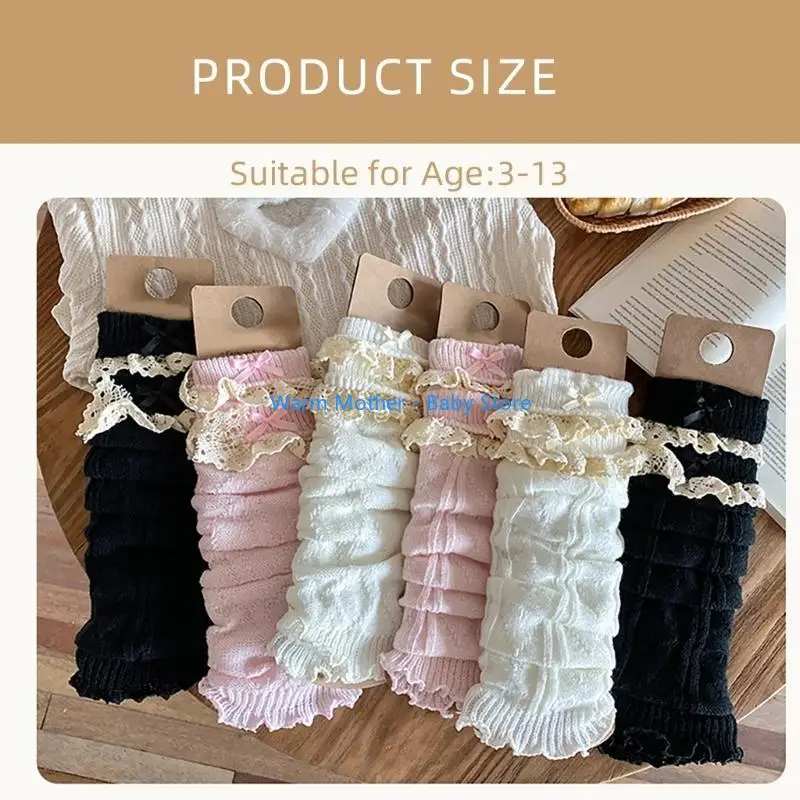 الدانتيل Bowknot تدفئة الساق ربيع الخريف غطاء الساق كابل محبوك طماق مترهل 57QE #6