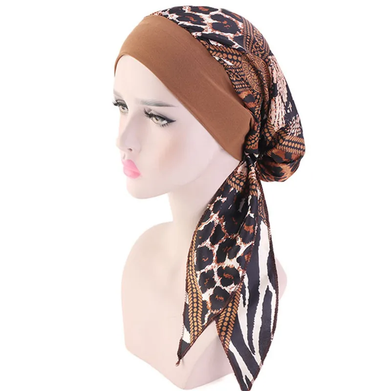 2024 Fashion Printed Flowers Women Inner Hijabs Cap Muslim Head Scarf Turban Bonnet Ready To Wear Ladies Wrap Under Hijab Cap