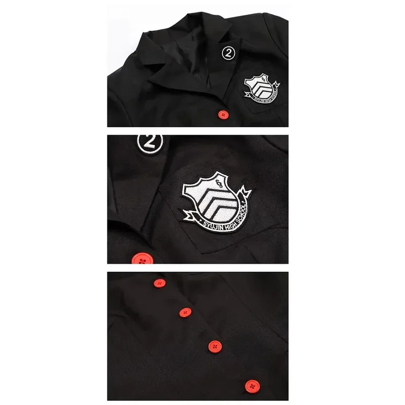 게임 P5 요시자와 카스미 코스프레 의상 학교 배지 정장 JK 유니폼 드레스 할로윈 카니발 파티 코믹 콘엑스;8's,6;