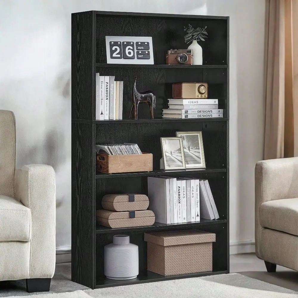 

5-ярусный книжный шкаф шириной 30 дюймов, открытый стеллаж с регулируемыми полками для хранения, напольный шкаф