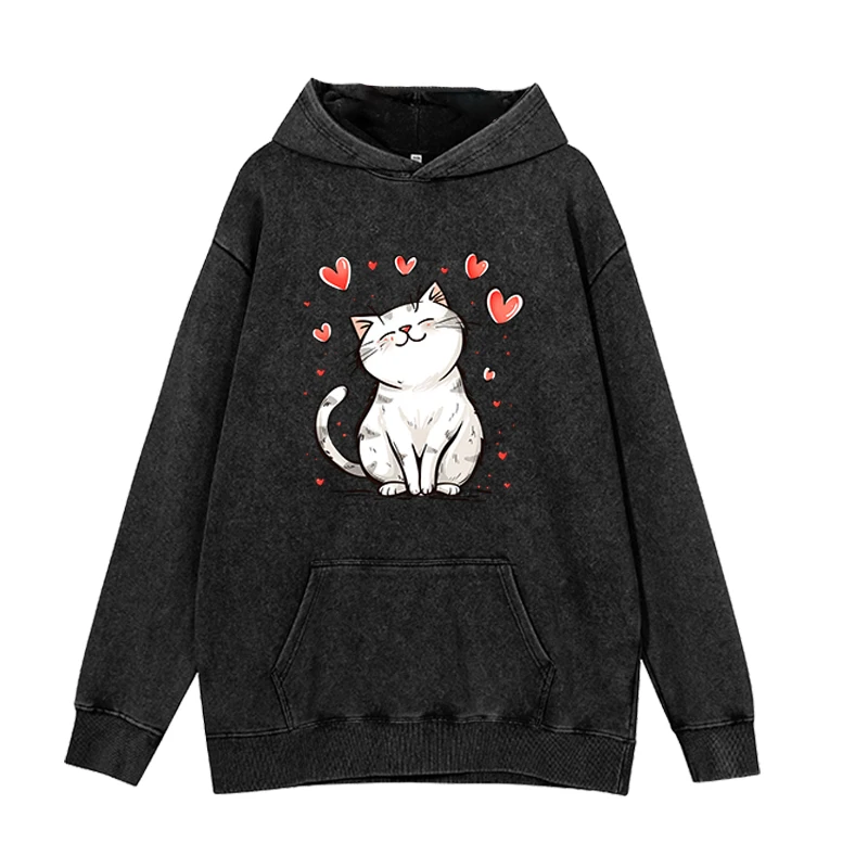 The black cat reading a book Hoodies Men Fashion Printed Sweatshirts Women Casual Harajuku Streetwear Hooded Pullover Sudadera