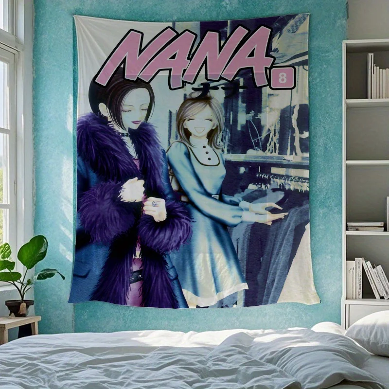 Vikama Double Heroine Nana Wandteppich im Retro-Urban-Stil, Anime-Wandbehang für Schlafzimmer, Wohnheim, trendiger Shop, Live-Stream-Hintergrund, Dekoration