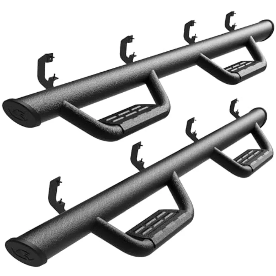 

Running boards for Chevy Silverado and GMC Sierra 1500/2500/3500HD crew cab 2019-2026,textured black steel, drop step rail desi